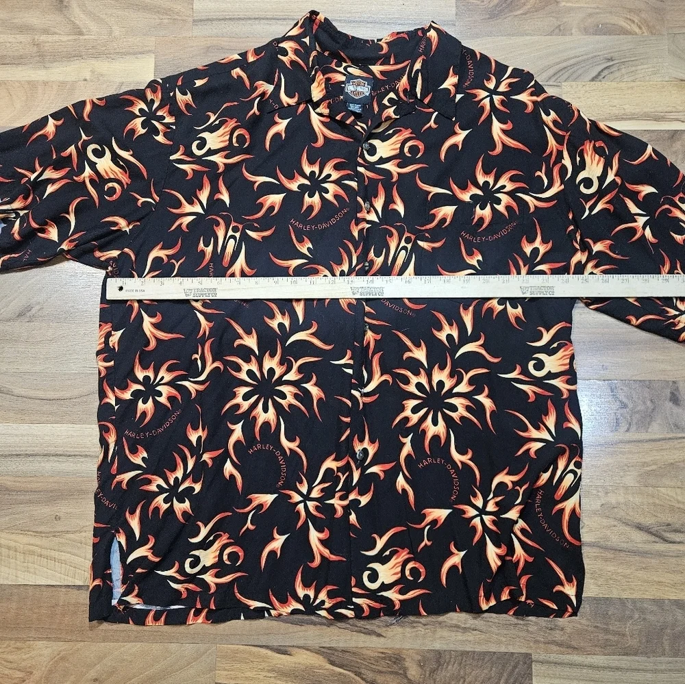 Harley-Davidson Flame Print Button Shirt XXL Made in USA - Picture 4 of 6